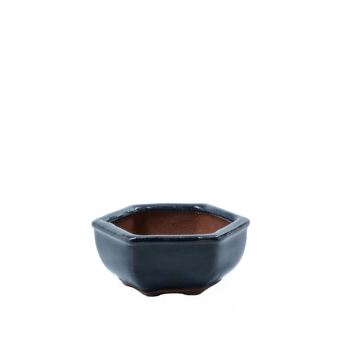 2.25" Yixing Dark Blue Mame Hexagon Pot