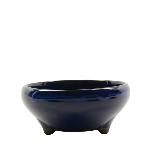 6" Tokoname Dark Blue Round Glazed Pot
