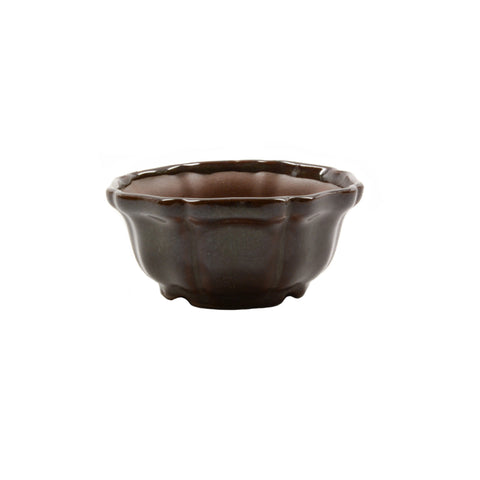 3.5" Yixing Dark Brown & Green Flecked Octagon Pot