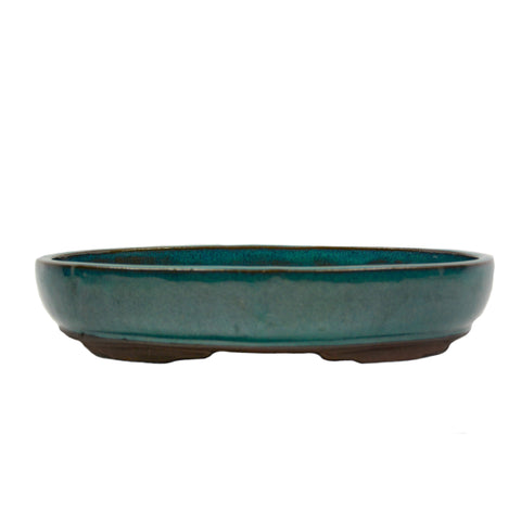 14.1" Yixing Green Glazed Oval Pot
