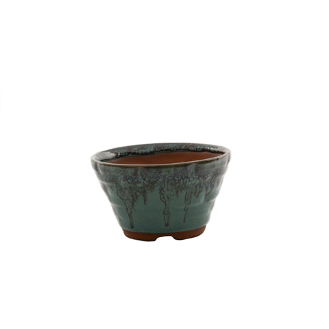 3.4" Yixing Green Glazed Ridged Pot