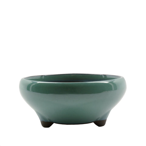 6" Tokoname Green Round Glazed Pot