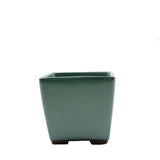 3.4" Tokoname Green Square Glazed Pot