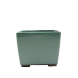 4.5" Tokoname Green Square Glazed Pot