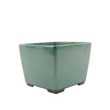 4.5" Tokoname Green Square Glazed Pot