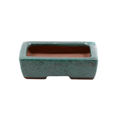 2.5" Yixing Green Speckled Minimalist Mame Rectangular Pot