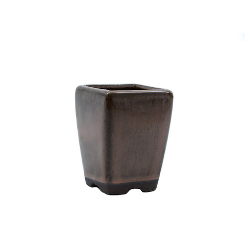 2" Yixing Brown Rounded Square Mame Pot