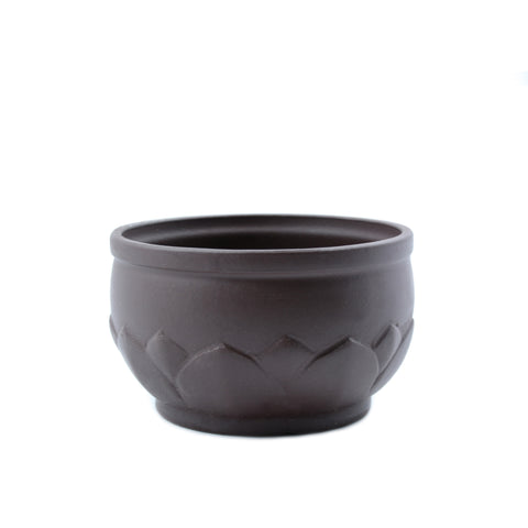 3.75" Yixing Raised Lotus Design Brown Pot