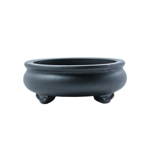 5" Yixing Charcoal Round Pot With Cloud Feet