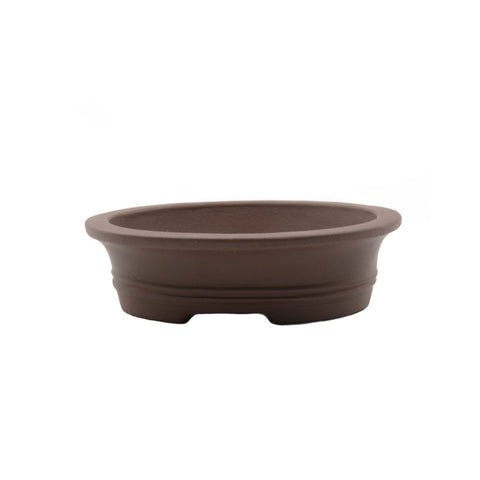 6" Yixing Brown Oval Double Ridged Pot