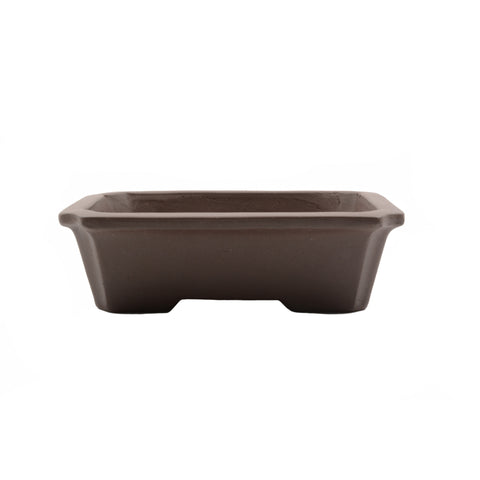 6" Yixing Brown Modern Rectangular Pot With Concave Corners
