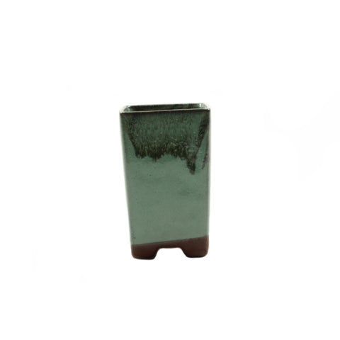 2.1" Yixing Green Glazed Tall Square Pot