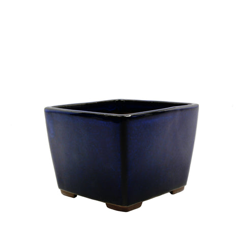 4.5" Tokoname Dark Blue Square Glazed Pot